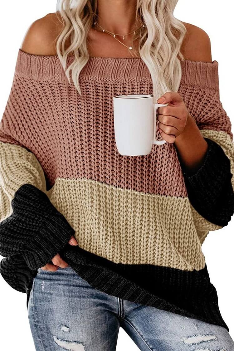 Colorblock Striped Sweater Pullover Ins street