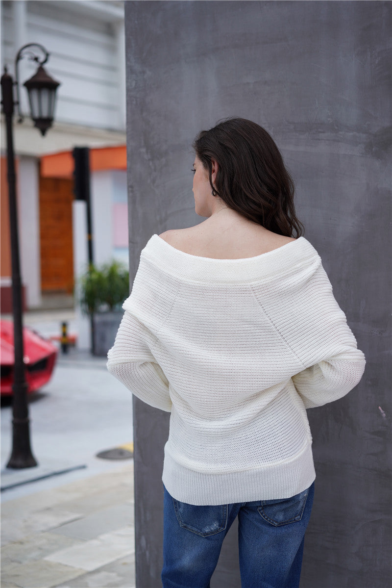 Dropped Shoulder Surplice Sweater Ins Street