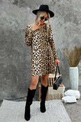 Leopard Asymmetric Hem Dolman Sleeve Dress Ins Street