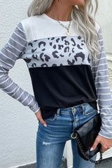 Mixed Print Round Neck Tee Shirt Ins Street