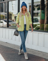 Cabin Pocketed Fleece Jacket - Lime Green - FINAL SALE Ins Street