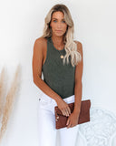 PREORDER - Cactus Washed Cotton Racerback Tank - Olive Ins Street