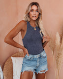 PREORDER - Cactus Washed Cotton Racerback Tank - Slate Ins Street