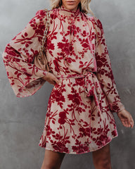 Calgary Floral Velvet Tie Dress Ins Street