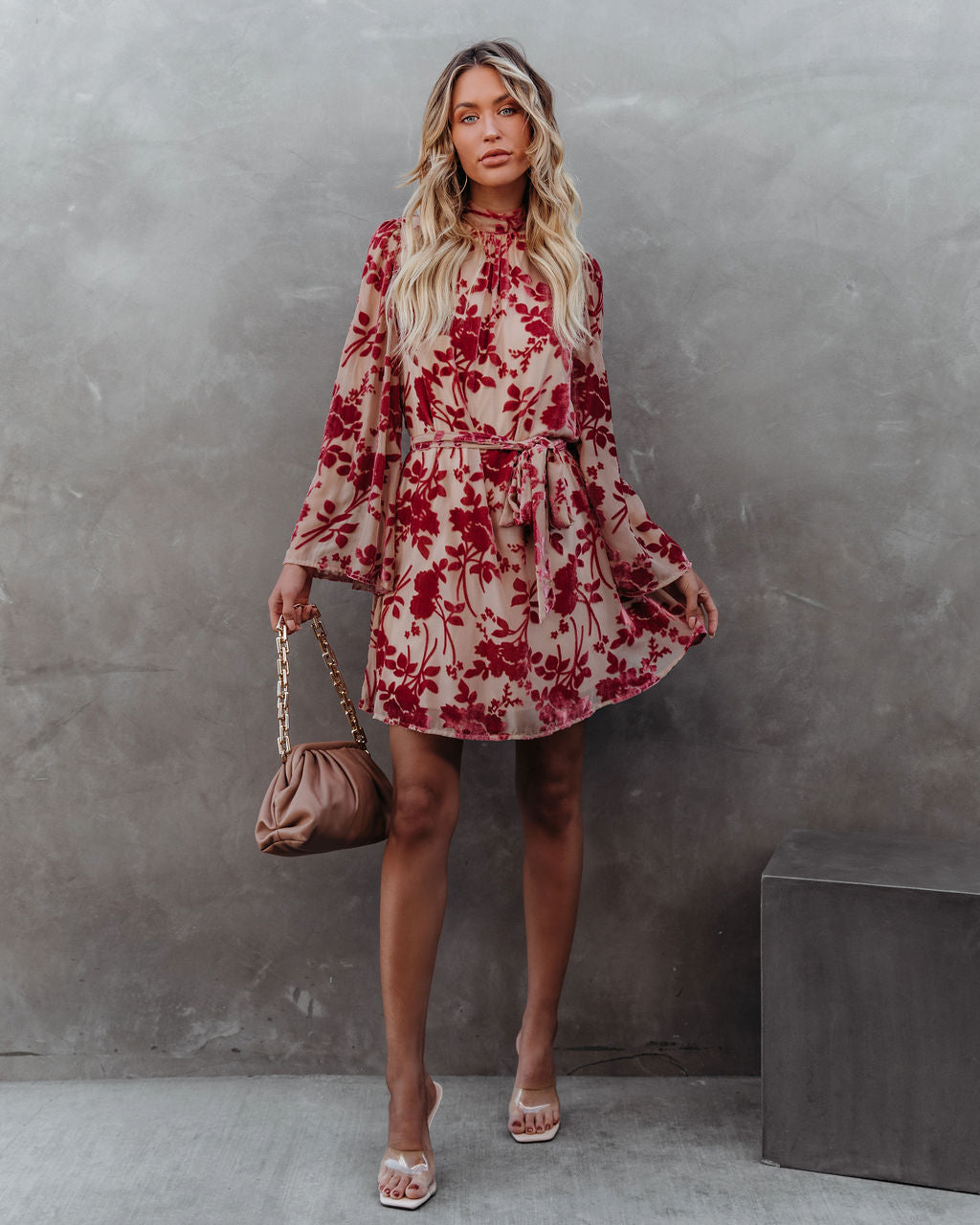 Calgary Floral Velvet Tie Dress Ins Street