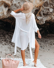 Calm Waters Cover-Up Shirt Dress - Off White Ins Street