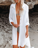 Calm Waters Cover-Up Shirt Dress - Off White Ins Street