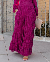 Cambry Pocketed Textured Maxi Skirt - Magenta Ins Street