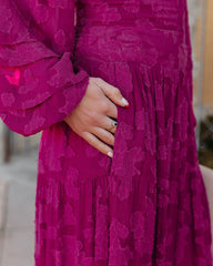 Cambry Pocketed Textured Maxi Skirt - Magenta Ins Street