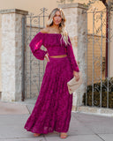 Cambry Pocketed Textured Maxi Skirt - Magenta Ins Street