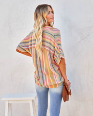 Camille Striped Woven Button Down Top - Yellow Multi Ins Street