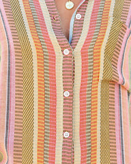 Camille Striped Woven Button Down Top - Yellow Multi Ins Street