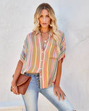 Camille Striped Woven Button Down Top - Yellow Multi Ins Street