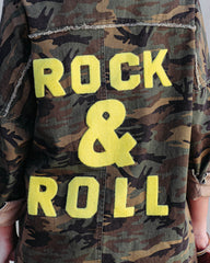 Camouflage Cotton Rock & Roll Frayed Utility Jacket Ins Street