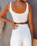 Campfire Ribbed Crop Knit Tank - White Ins Street