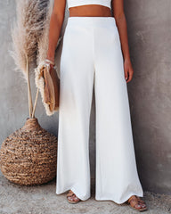 Campfire Wide Leg Ribbed Knit Pants - White Ins Street