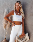 Campfire Ribbed Crop Knit Tank - White Ins Street