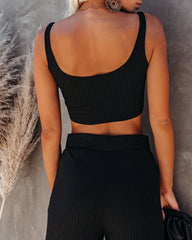 Campfire Ribbed Crop Knit Tank - Black Ins Street