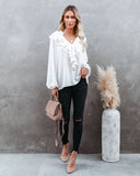 Candle In The Wind Textured Ruffle Blouse - FINAL SALE Ins Street