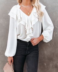 Candle In The Wind Textured Ruffle Blouse - FINAL SALE Ins Street