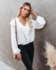 Candle In The Wind Textured Ruffle Blouse - FINAL SALE Ins Street