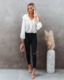 Candle In The Wind Textured Ruffle Blouse - FINAL SALE Ins Street