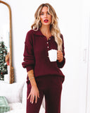 Candlelight Cotton Ribbed Henley Sweater - Mulberry - FINAL SALE Ins Street
