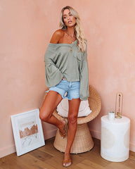 Capitol Reef V-Neck Knit Pocket Top - Olive Ins Street