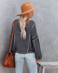 Capitol Reef V-Neck Knit Pocket Top - Charcoal - FINAL SALE Ins Street