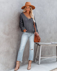 Capitol Reef V-Neck Knit Pocket Top - Charcoal - FINAL SALE Ins Street