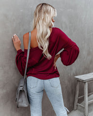 Capitol Reef V-Neck Knit Pocket Top - Maroon - FINAL SALE Ins Street