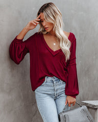 Capitol Reef V-Neck Knit Pocket Top - Maroon - FINAL SALE Ins Street