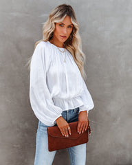 Cappa Satin Peplum Blouse - White - FINAL SALE Ins Street