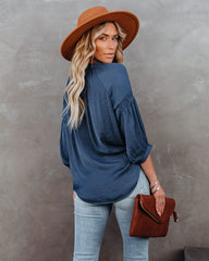 Carla Embossed Button Down Blouse - Blue Ins Street