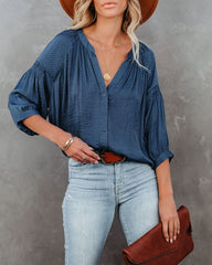 Carla Embossed Button Down Blouse - Blue Ins Street