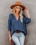 Carla Embossed Button Down Blouse - Blue Ins Street