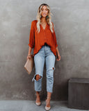 Carla Embossed Button Down Blouse - Rust - FINAL SALE Ins Street