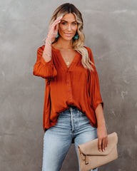 Carla Embossed Button Down Blouse - Rust - FINAL SALE Ins Street