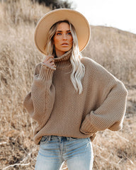 Carried Away Cotton Turtleneck Sweater - Latte Ins Street