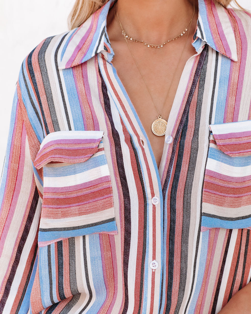 Carrigan Striped Button Down Top Ins Street