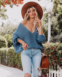 Carry On Knit V-Neck Sweater - Blue - FINAL SALE Ins Street