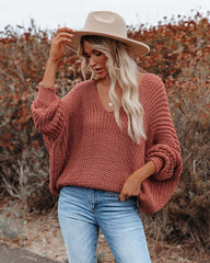 Carry On Knit V-Neck Sweater - Dusty Cedar - FINAL SALE Ins Street