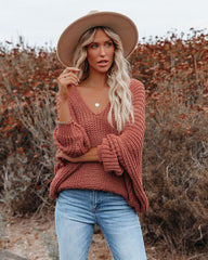 Carry On Knit V-Neck Sweater - Dusty Cedar - FINAL SALE Ins Street