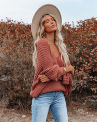 Carry On Knit V-Neck Sweater - Dusty Cedar - FINAL SALE Ins Street