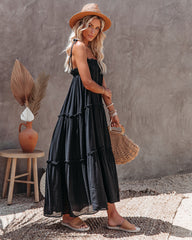 Catch The Sun Tiered Midi Dress - Black Ins Street