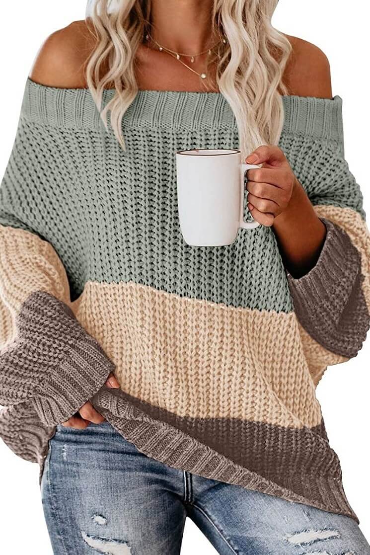 Colorblock Striped Sweater Pullover Ins street