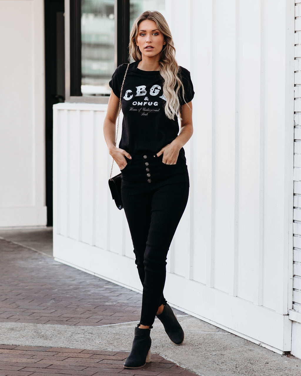 CBGB Cotton Distressed Tee - Black Ins Street