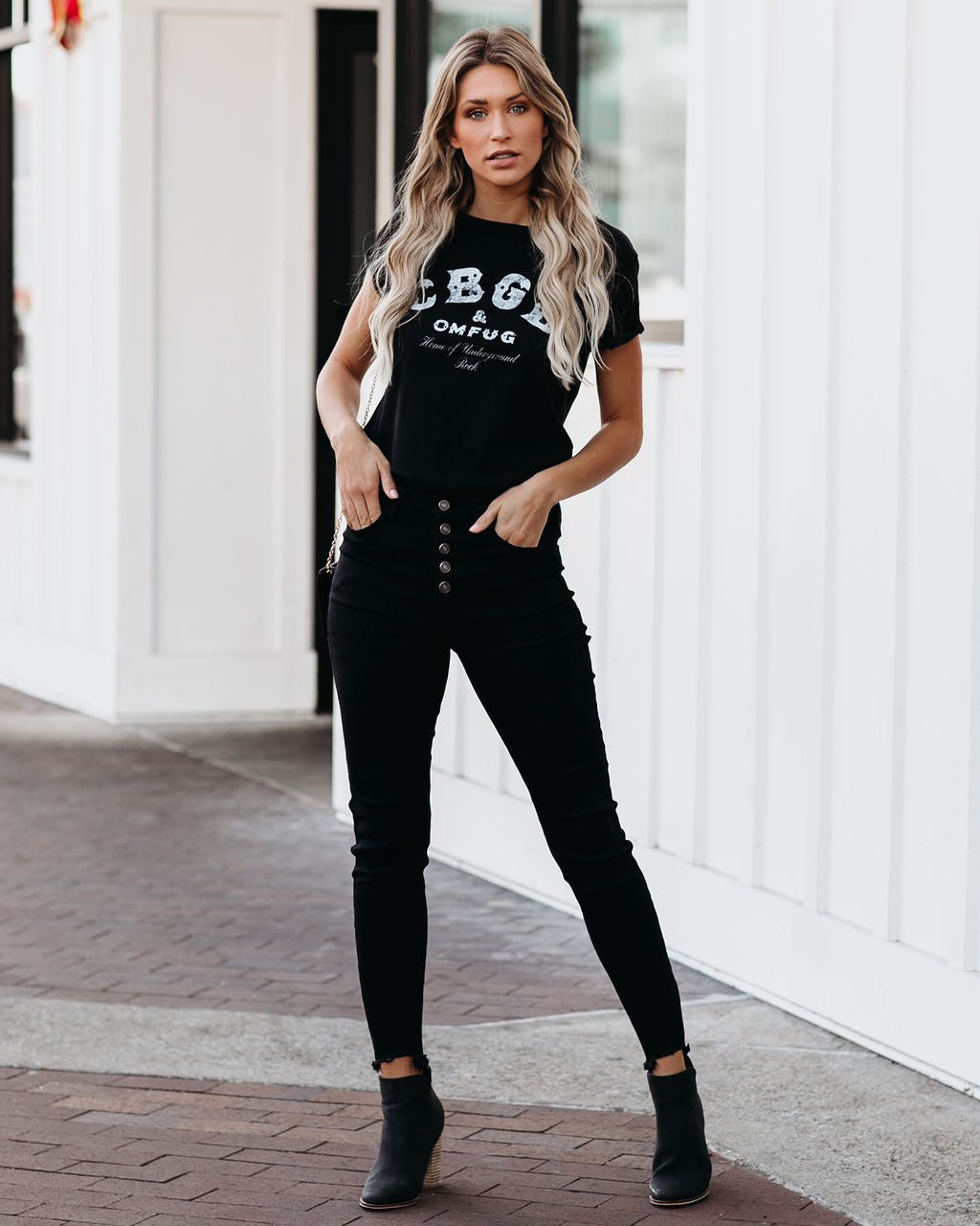 CBGB Cotton Distressed Tee - Black Ins Street