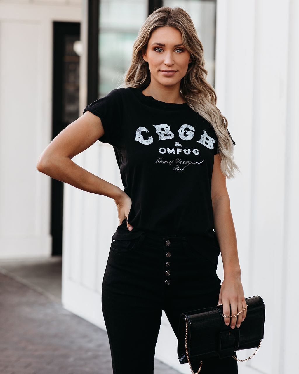 CBGB Cotton Distressed Tee - Black Ins Street