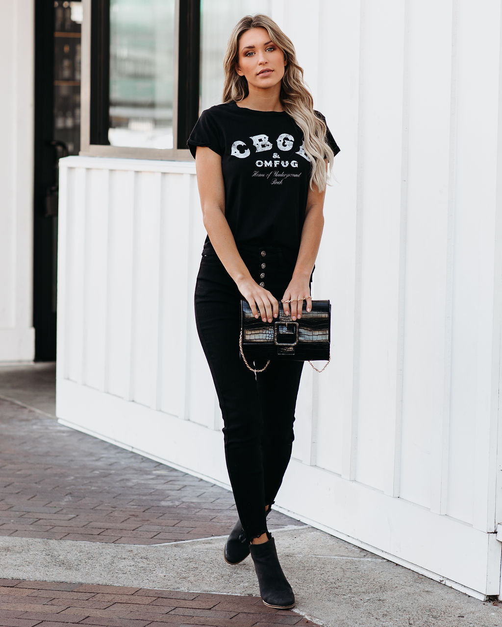 CBGB Cotton Distressed Tee - Black Ins Street